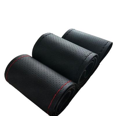 Braid On Car Steering Wheel Cover with Needle Thread Artificial Leather Sleeve