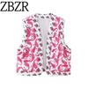 Za New Fall Women's Clothing 2025 Fashion Wind Fashion Flowers Print Quilted Cotton Patchwork Cardigan Vest Jacket