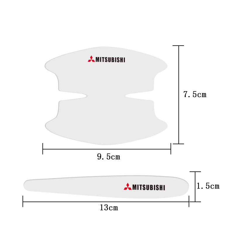 ysdf5 Car Door Handle Bowl Transparent Sticker Anti-collision Protection Strips For Mitsubishi Pajero ASX Space Delica Triton Ralliart