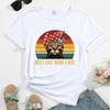 Camiseta De Mujer Con Estampado De El Mejor Gato Mamá De Todos Los Tiempos Ropa De Calle Informal Con Cuello Redondo Camisetas