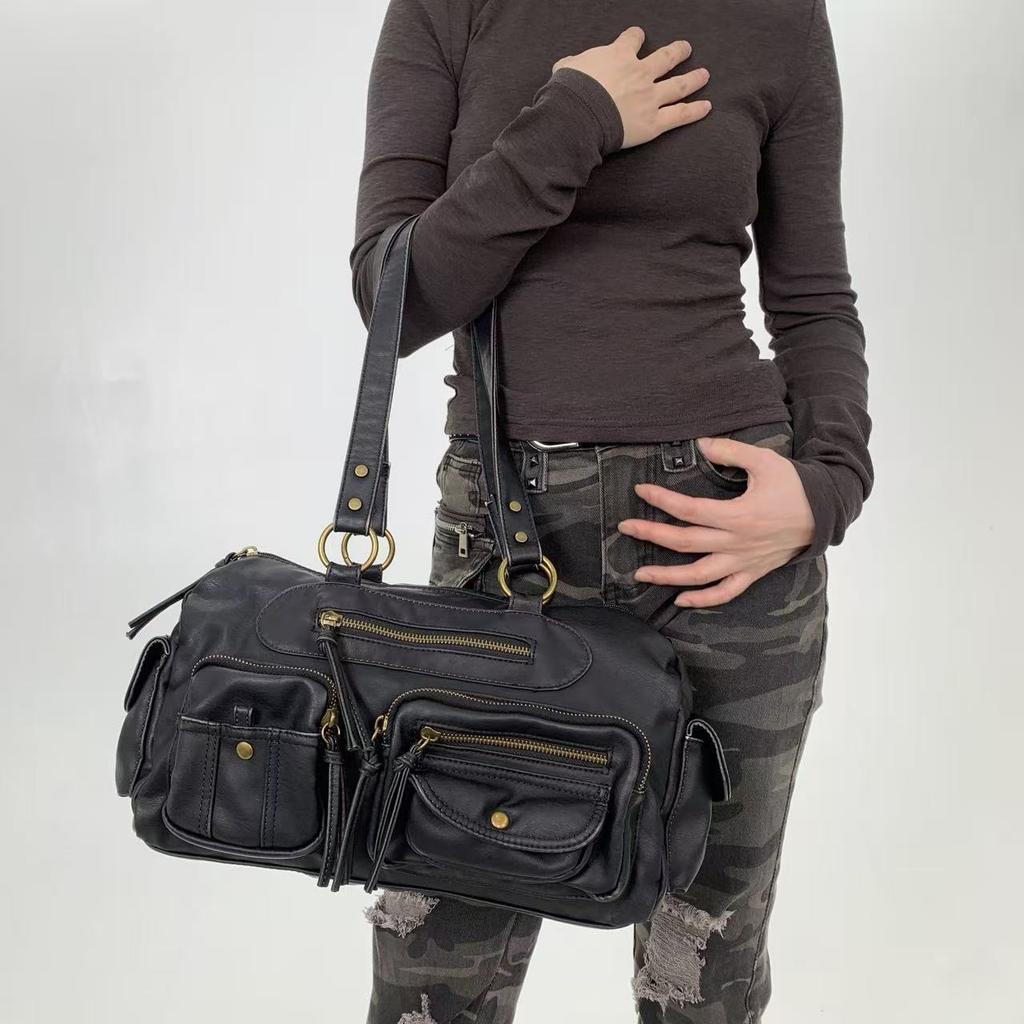 Street Retro Millennium Spicy Girl Shoulder Bag with Multiple Pockets, Personalized Vintage Handbag, Crossbody Bag
