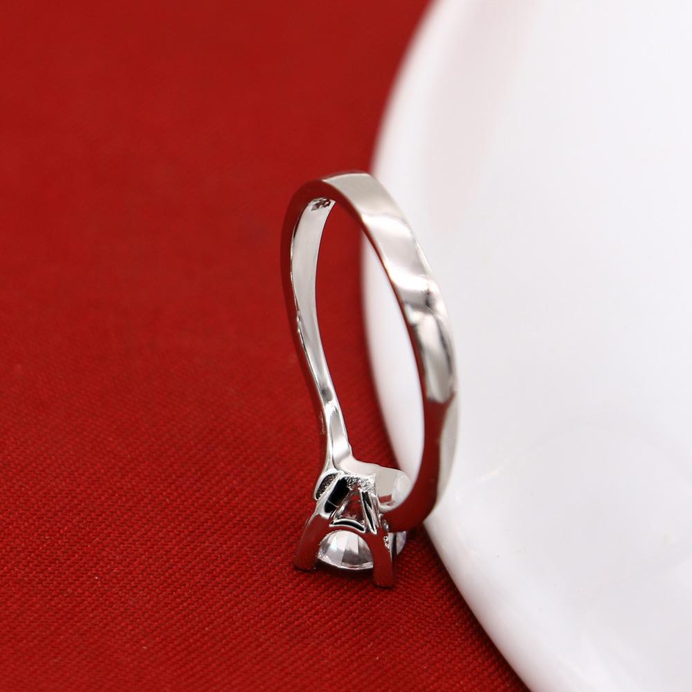 Imitation Diamond Ring Women'S Temperament Thick Rhodium Gold Plated 5A Zircon Ring Simple Ring Gift