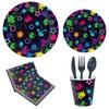 Neon Theme Graffiti Party Set Disposable Paper Plate Paper Cup Children'S Birthday Party Decorations