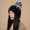 Pompoms Contrast Color Winter Hat Knitted Slouch Skull Hat Adjustable for Outdoor Activity Everyday Use Head Accessory