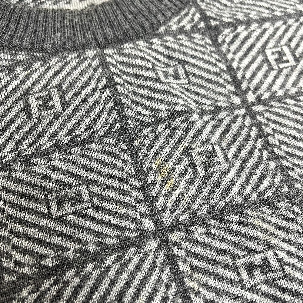 Fendi Zucca General Pattern Knit Apparel Tops Long Sleeve Sweater Wool Gray