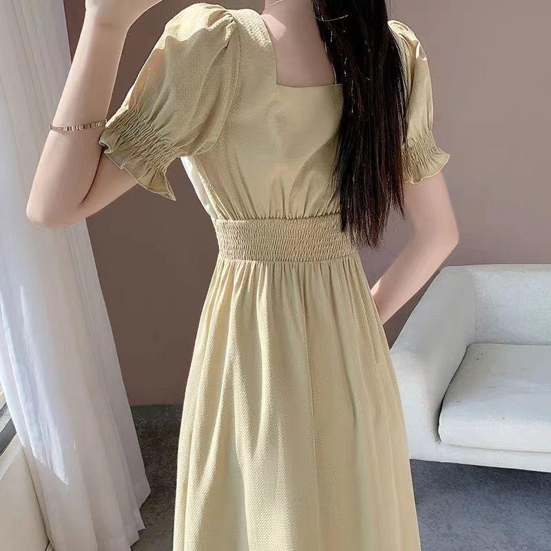 Large size women's clothing gentle wind dress women's summer new fat sister looking thin, covering the stomach over the knee long skirt