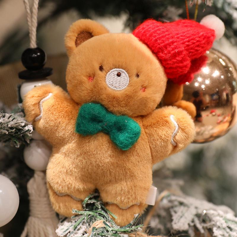 Adorable Merry Xmas Plush Toy Holiday Present Stuffed Gentle Santa Claus Gingerbread Man Sock Bell Tiny Xmas Tree Home Decor
