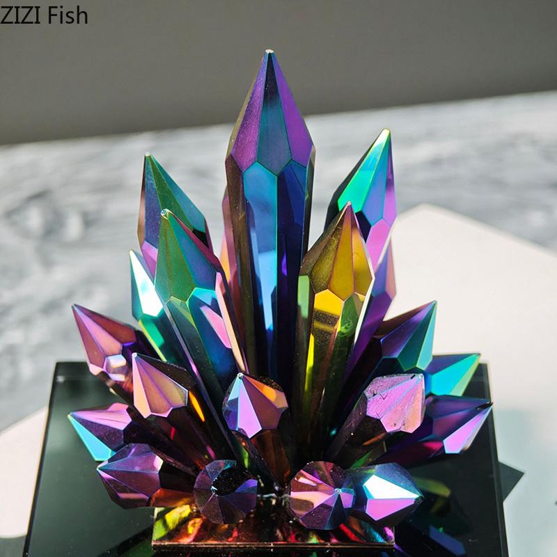 Colorful Crystal Flower Ornaments Desk Decoration Modern Simplicity Creative Flower Artwork Sculpture Room Aesthetics Decor