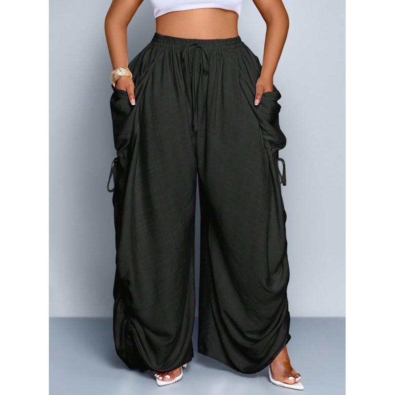 Womens High Waist Loose Drawstring Lantern Pants Casual Trousers