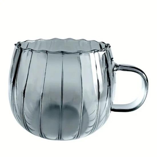 1pcs Glass Cups Vertical Stripe Water Cup 400ml/13.5oz Coffee Mugs Drinking Glasses Flowers Tea Cup Heast Resistant Drinkware