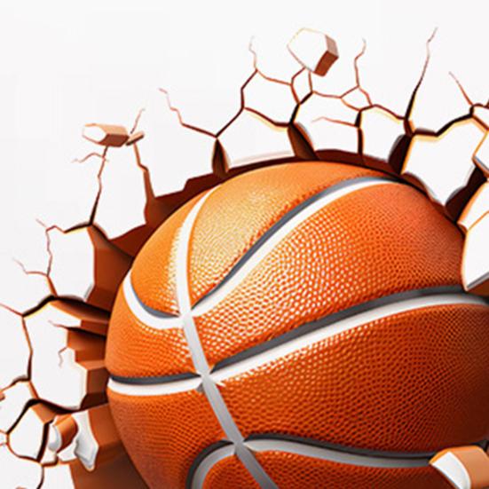 3D Basketball Wall Sticker Basketball Break Through The Wall Decor Self Adhesive Removable Wall Decal for Boys Bedroom Living Room Decor