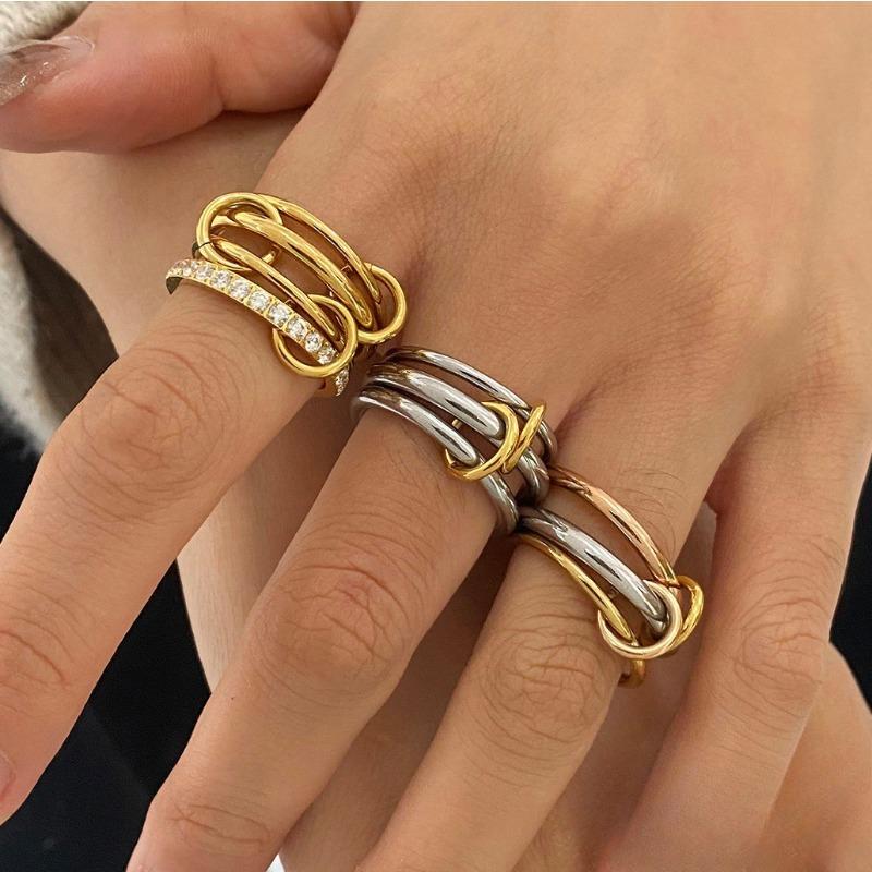 Stainless Steel Layered Simple Ring - Elegant and Unique Finger Ring, Titanium Steel Hand Accessory