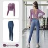 Autumn Quick-Dry Yoga Suit with Chest Pads - Seamless Slimming Long Sleeve Top for Women