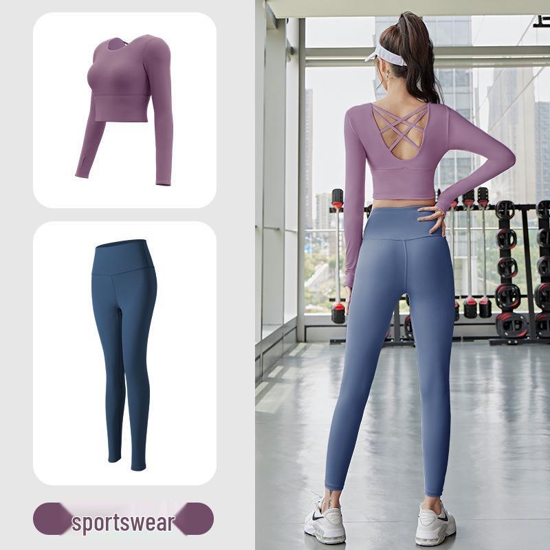 Autumn Quick-Dry Yoga Suit with Chest Pads - Seamless Slimming Long Sleeve Top for Women