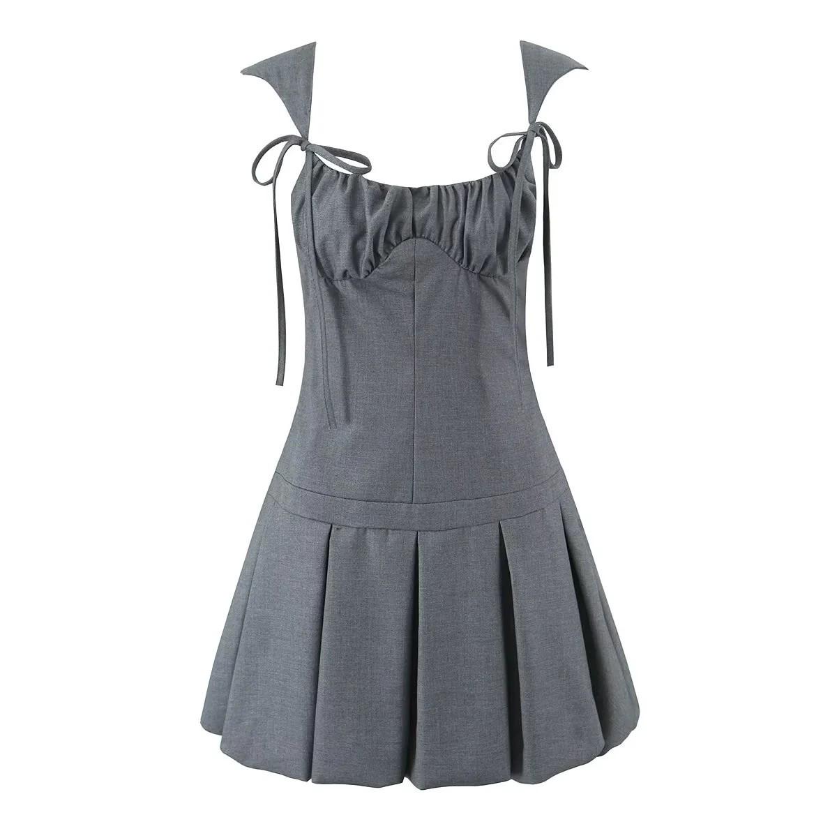 

Spicy Mini Dress with High Waist Slimming Tie & Pleated Skirt Small