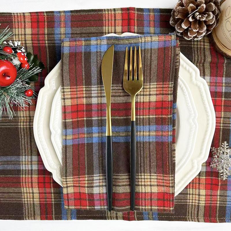 12Pcs 30x45cm Christmas Plaid Cloth Napkins,Washable Reusable Cloth Table Dinner Napkins for Wedding,Parties,Dinner Celebration