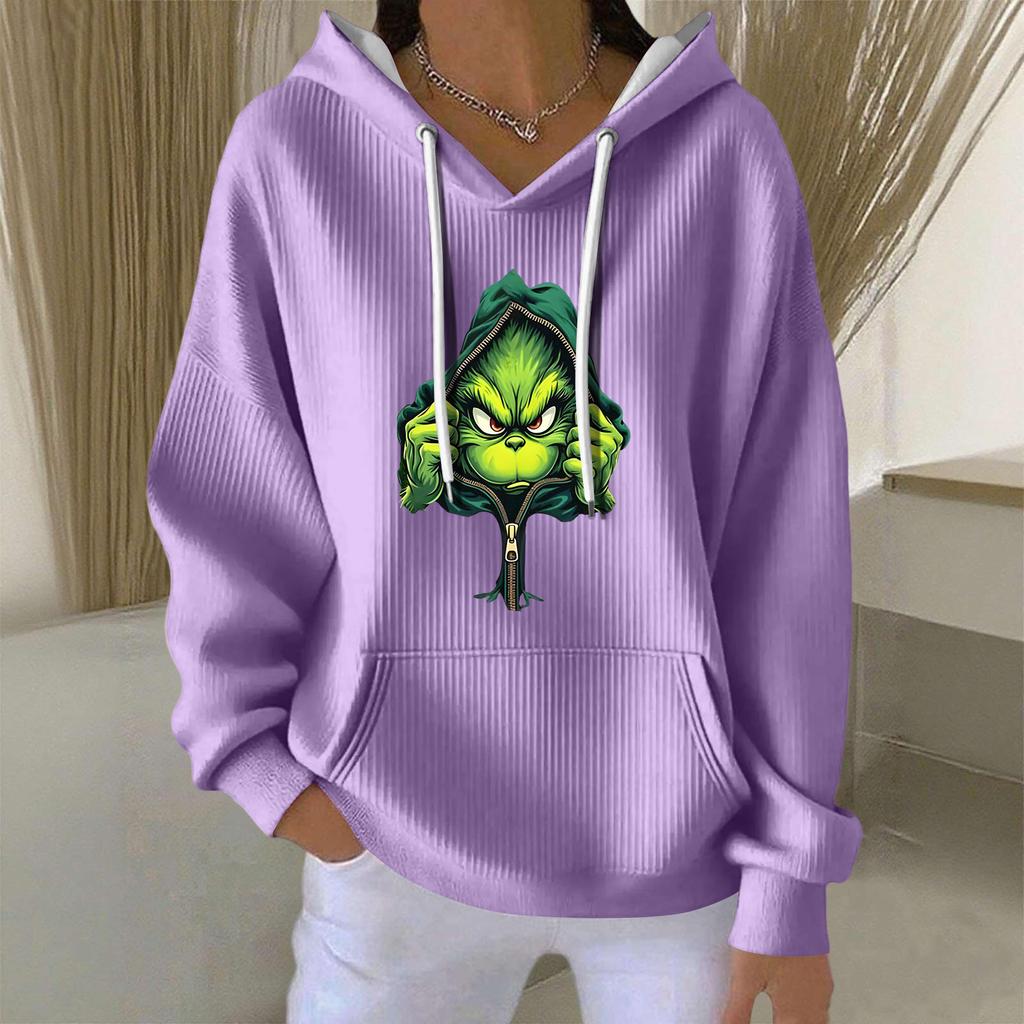 Women's Fashion Casual Christmas Angel Print Pullover Long-Sleeve Sweatshirt