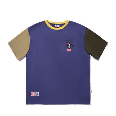 Li Ning X CHUMS Kollaborationsserie Bequemes Lässiges Einfaches Lockeres Kurzarm-T-Shirt Herren T-Shirts Captain-Blau AHSV547-2
