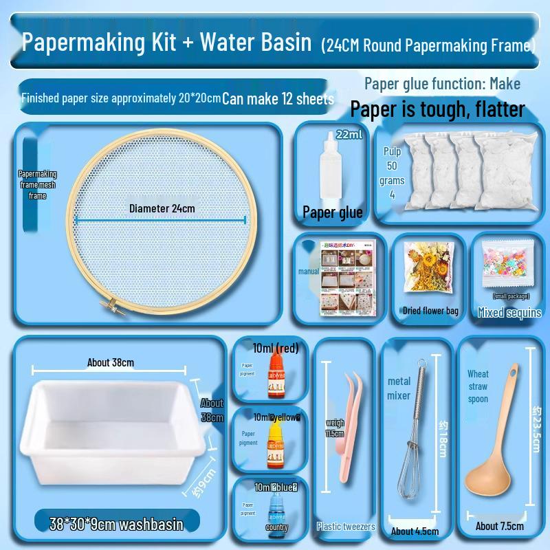 DIY Ancient Papermaking Kit for Kids: Educational Flower & Plant Pulp with Wooden Frame Screen Tools