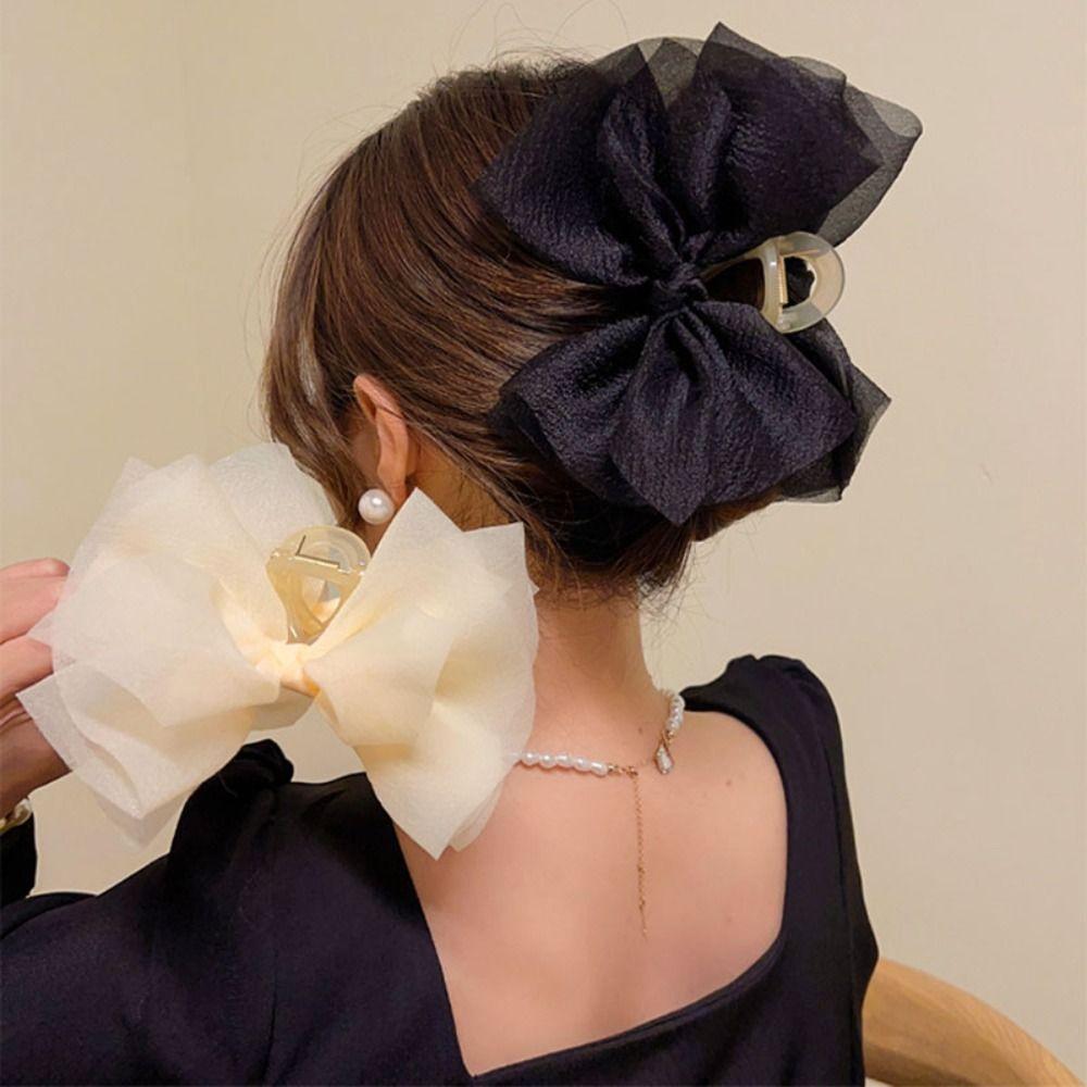 

Mesh Hair Claws Solid Color Hair Clips Crab Clip Hair Accessories Women