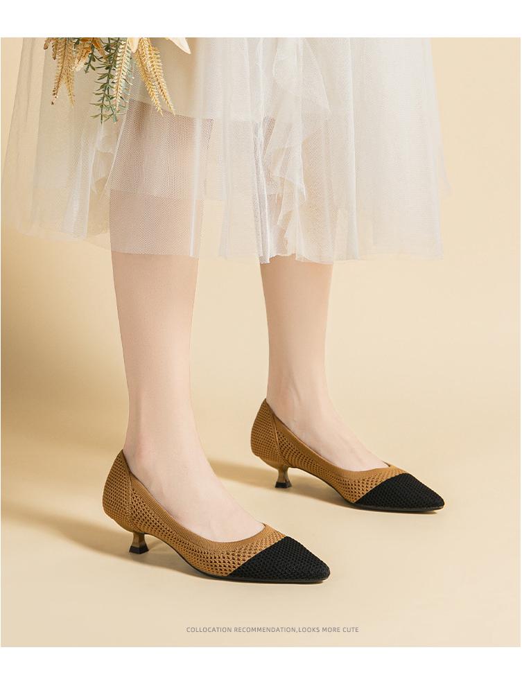 Damskie Oddychające Wsuwane Szpilki Fly-Knit - Szpiczasty Nosek, Moda Wiosna/Lato