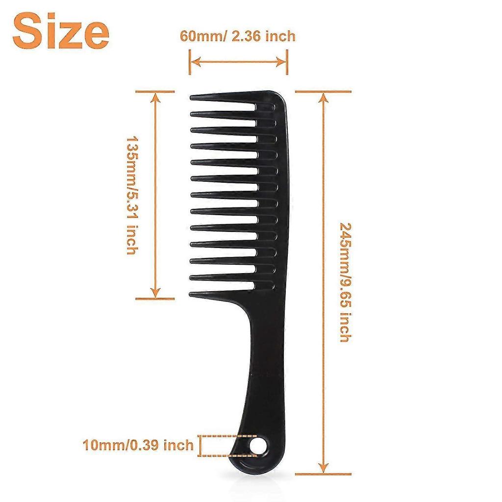 Wide Tooth Comb For Curly Hair(black) 9.65*2.36 Inches