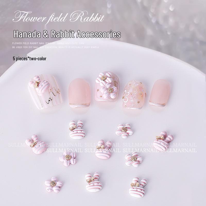

3D Cartoon Flower & Rabbit Bowknot Nail Art Rhinestones - 5pcs Set