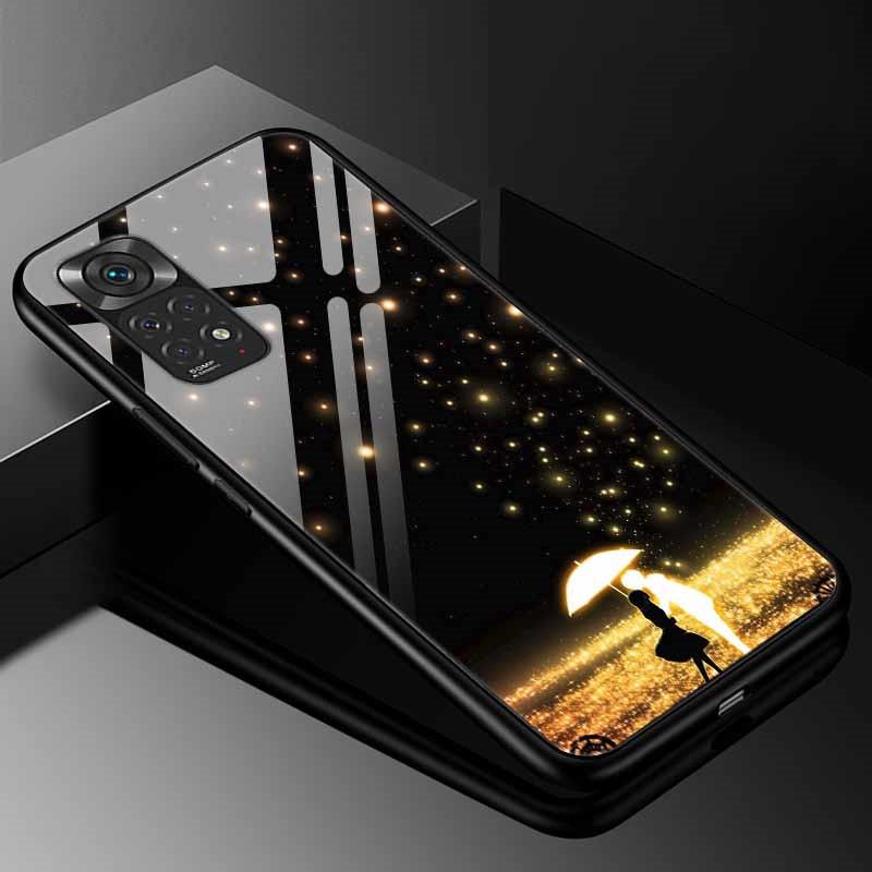 For Xiaomi Redmi Note 11s Case Tempered Glass Fashion Cover for Redmi Note 11 Pro 5G Global Note11 Case, 9s 10s Bumper Note11s