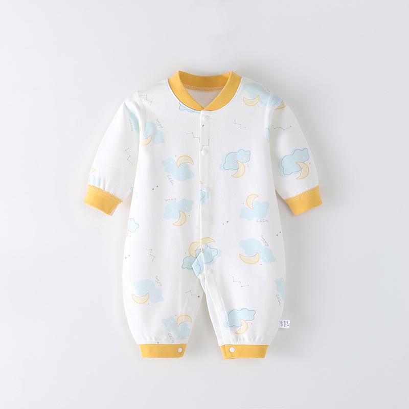 Combed Cotton Long-Sleeved Baby Romper for Newborns - Spring & Autumn