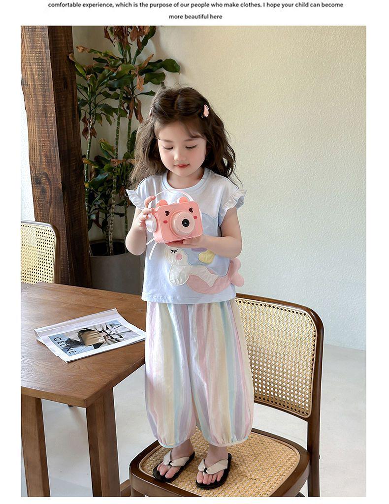 2026 Summer Kids' Cartoon T-shirt & Mosquito-Repellent Pants Set for Girls
