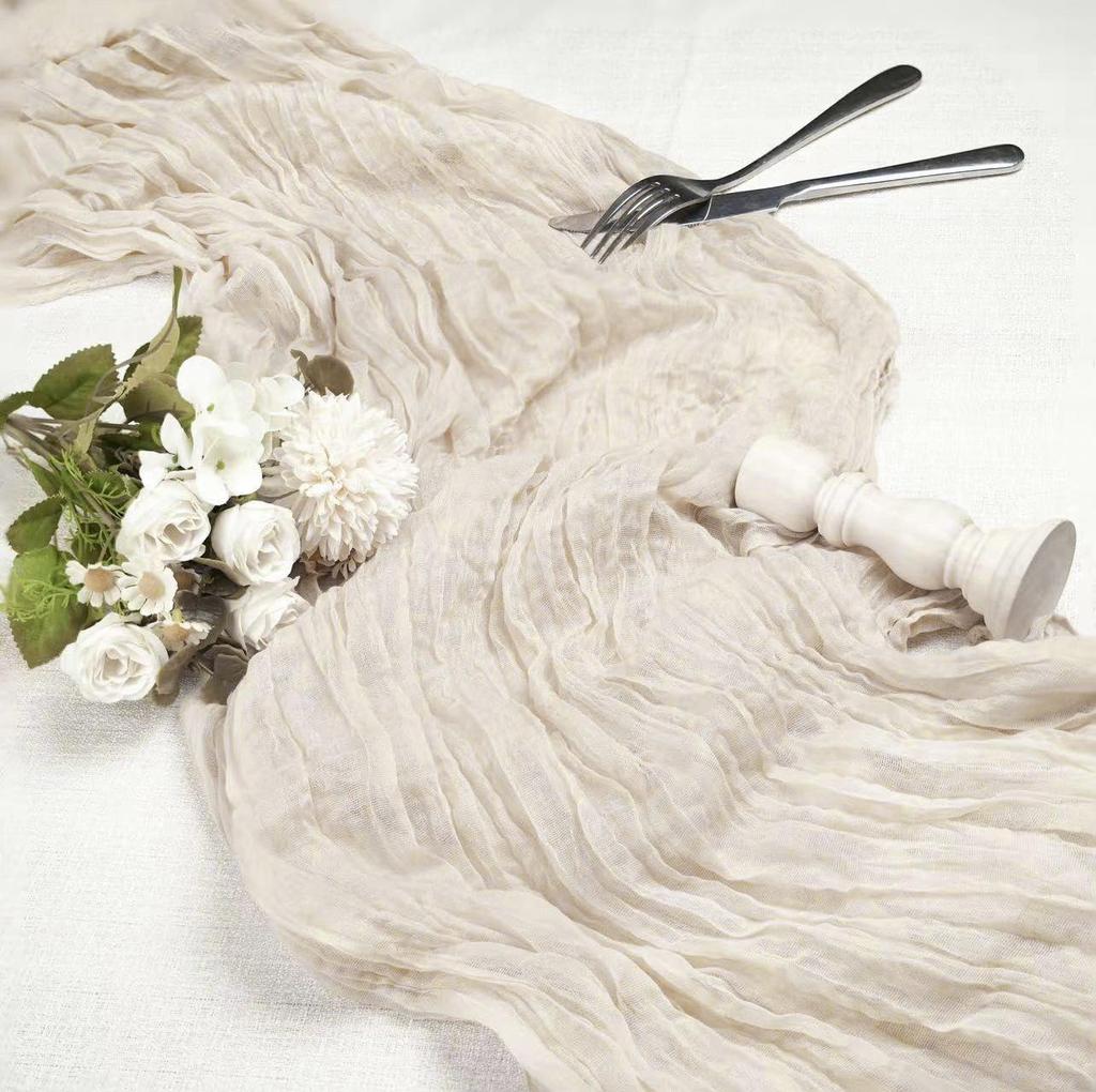 Pink Ruffled Voile Table Runner for Weddings & Parties, Sweet Kindergarten & Salon Decor