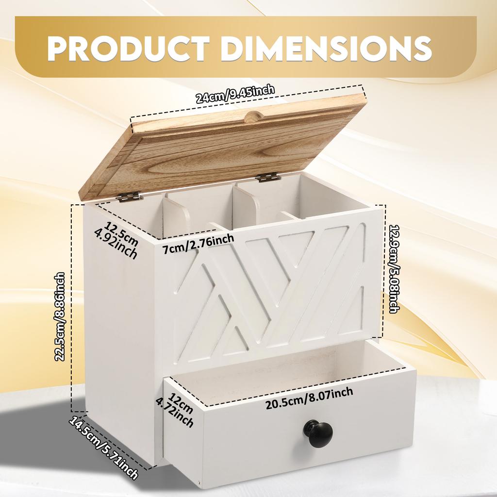 Holz-Tamponhalter mit Deckel und Schublade Badezimmer-Tampon-Aufbewahrungsbox Große Kapazität Staubdicht Organizer für Damenhygieneprodukte