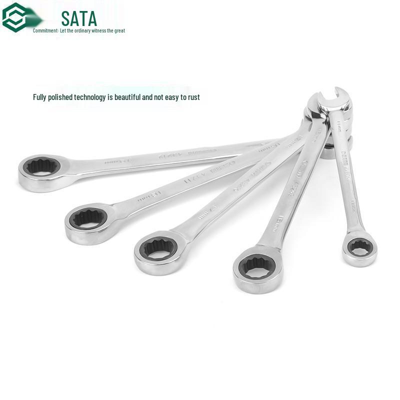 SATA Fully Polished Dual-End Ratcheting Wrench Set (43201-43227)