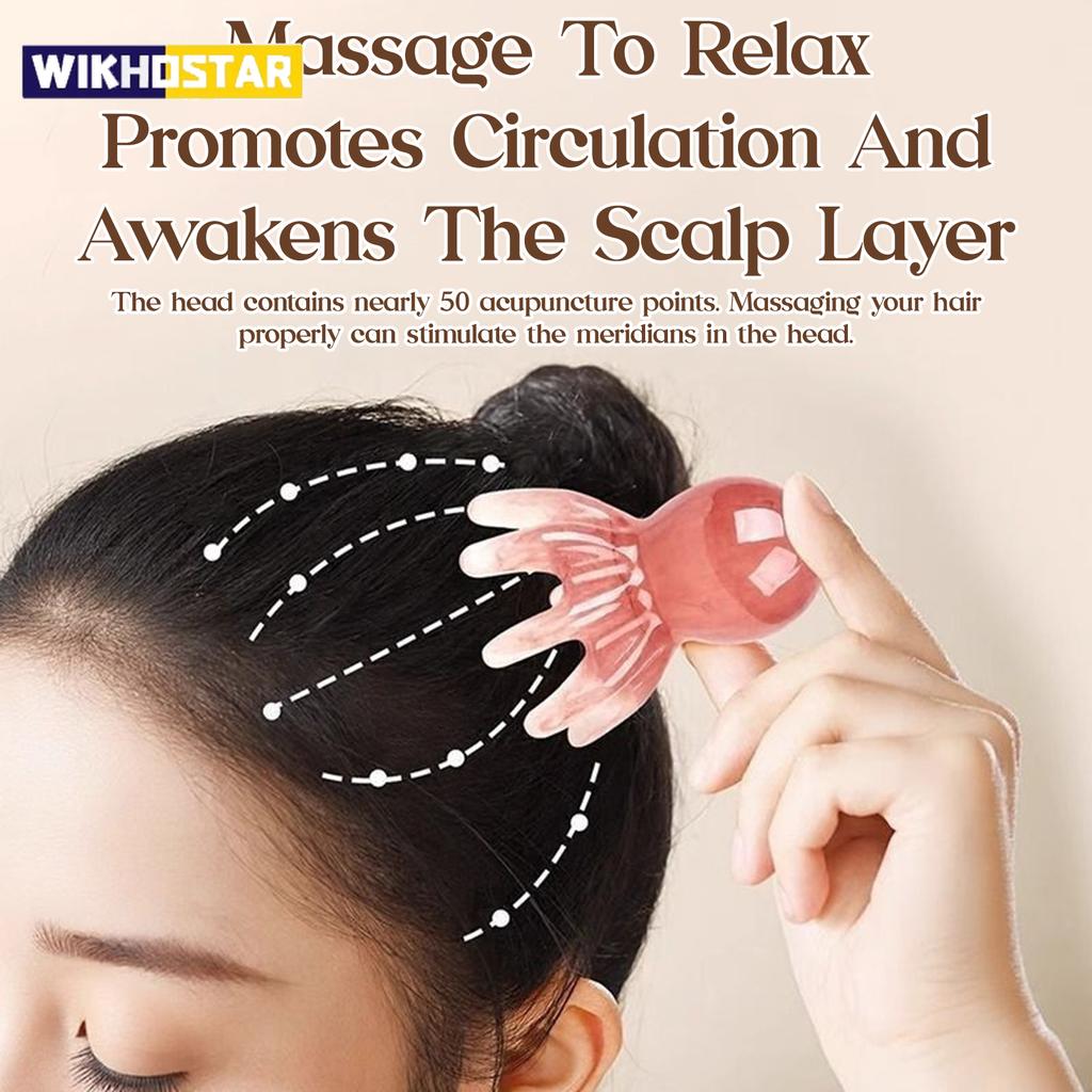 Resin Octopus Massage Comb Head Meridian Scraping Scalp Massage Brush Acupuncture SPA Gua Sha Massage Comb for Fatigue Relief