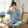 Natal year pajamas women's spring and autumn new imitation cotton long-sleeved red cute cartoon loungewear two-piece set