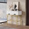 Console Table, Hallway Table with 2 Drawers, Side Table Wood, Sofa Table with Stable Metal Frame