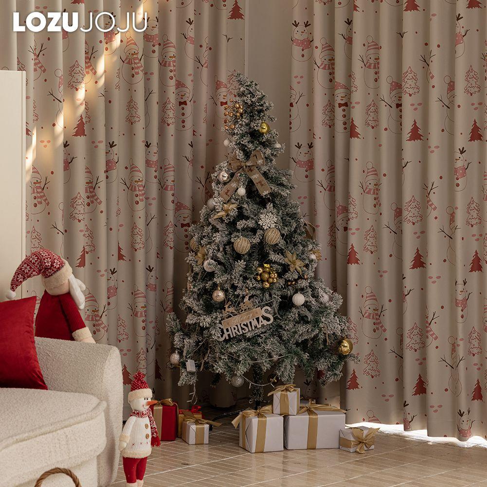 1PC LOZUJOJU Christmas Blackout Curtains Snowman Christmas Tree Pattern Printed Curtains for Bedroom Living Room Balcony Window for Home Decor