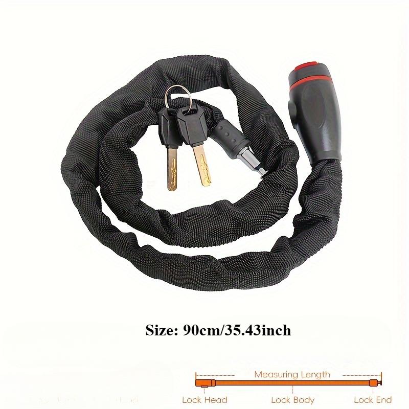 

Портативный велосипедный цепной замок, защита от высверливания, защита от кражи, безопасная цепь, для велосипеда, мотоцикла, двери и скутера, включая 2 ключа 90cm/35.43inch