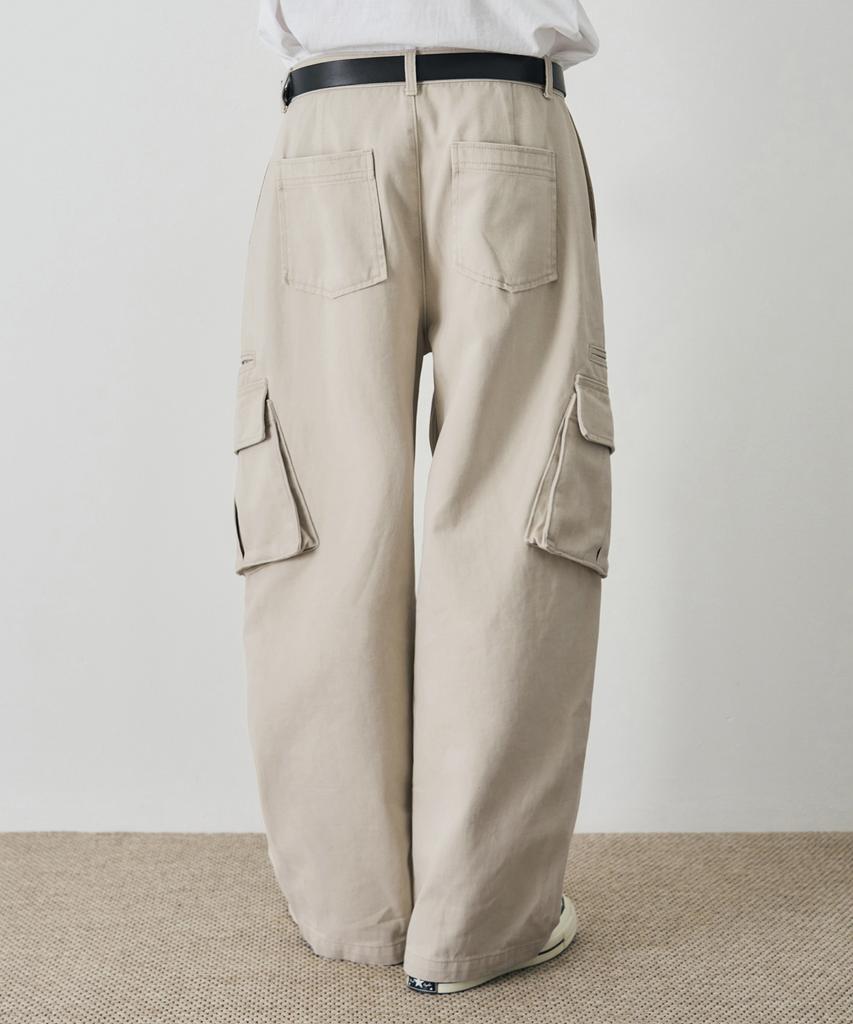 DRAW FIT Miles Washed Cotton Cargo Pants [Sand]