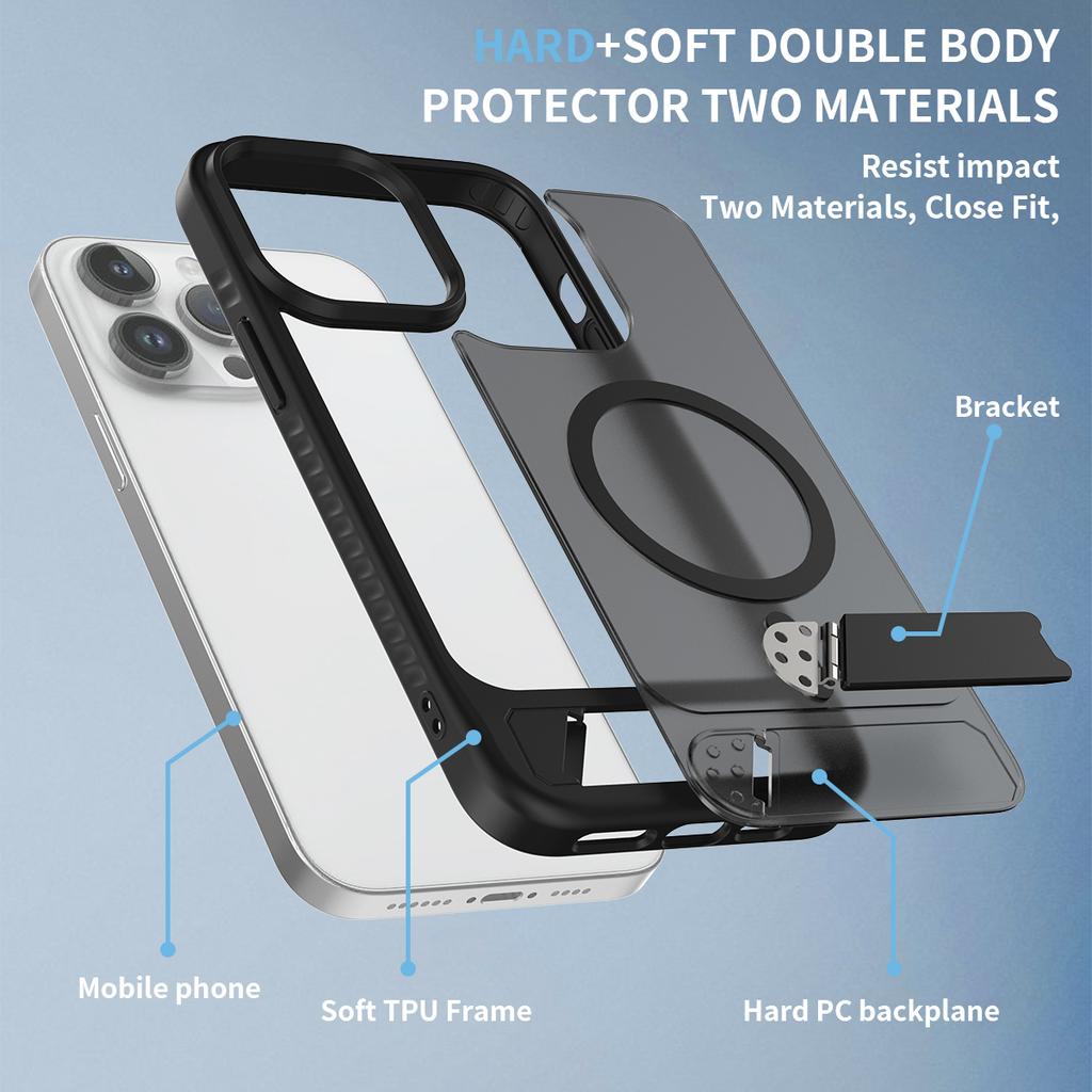 Stand Holder Matte Phone Case for Magsafe Mag Safe Iphone 16 E 15 Pro 14 Plus 13 Pro Max 12 14Pro 13Pro 16Pro 15Pro Magnetic Stand Phone Cover