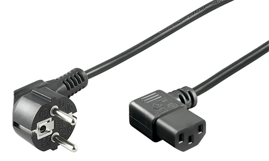 Microconnect Cee 7/7 - C13 Power Cable 1M, Angled Schuko/Angled C13, Black, H05Vv-F3X0.75Mm2 Cu, Male-Female, Pe010510