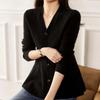 Cardigan Coat for Women Autumn Loose Long Sleeve Knit Cardigan V Neck Casual Solid Color Sweaters Jacket