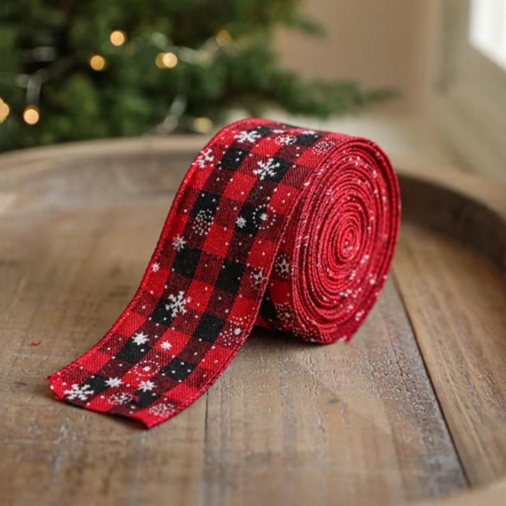 2 rolls/set 6M Red and Black Plaid Ribbon Decorative Gift Box Bow Ribbon  Christmas