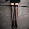 Sexy over the knee red edge black silk half socks women's medium length high tube thighs pure desire ultra-thin JK non-slip