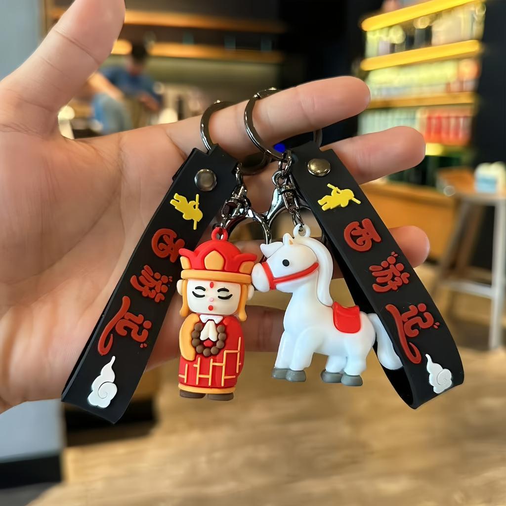 Cartoon Journey To The West Keychain Student School Bag Pendant Doll Machine Blind Box Doll Street Stall Small Gift