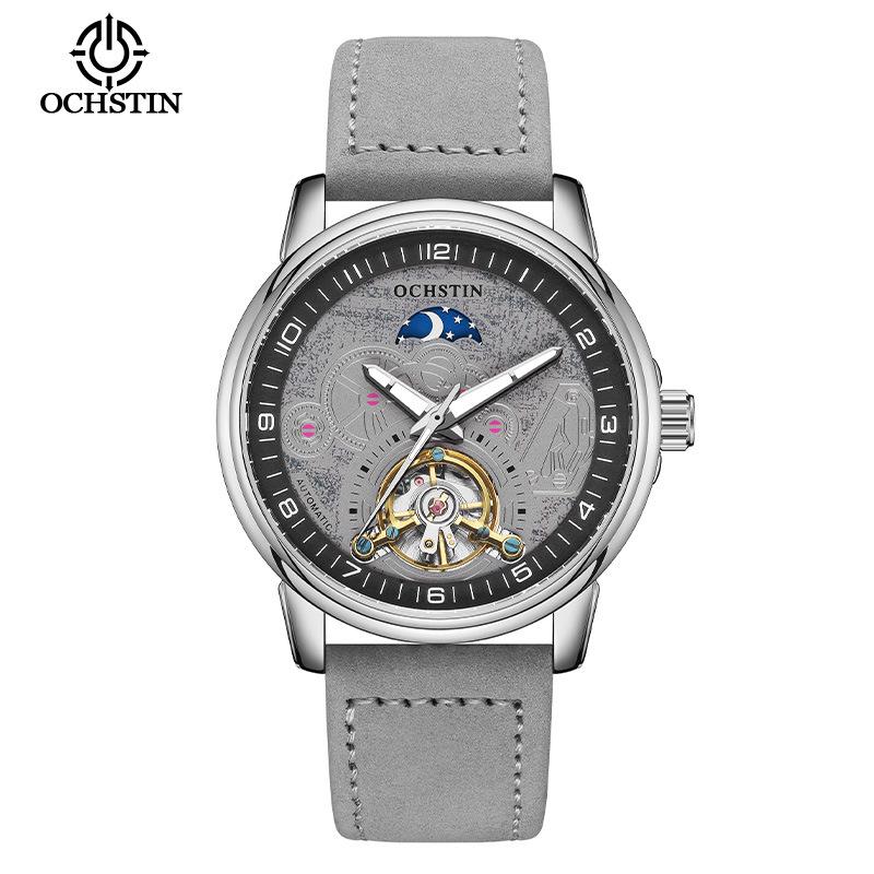 Swiss Tourbillon Men's Mechanical Watch, Large Dial, Automatic, Fashionable Leather Strap, High-End Feel