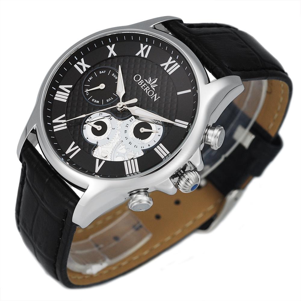 Obelon Men'S Leather Watch Ob-908 Stbk