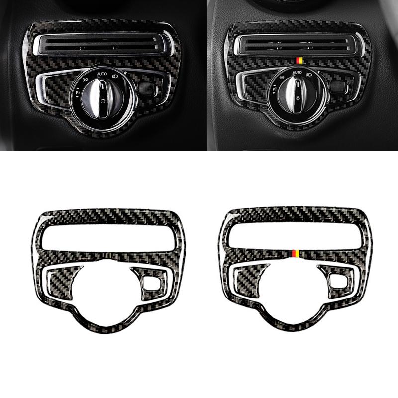 

Для Mercedes Benz C Class W205 C180 C200 C300 GLC260 3 шт., углеродное волокно, переключатель фар, рамка, наклейка, крышка
