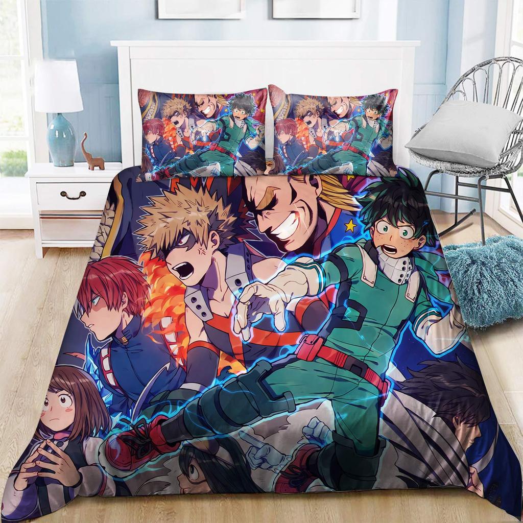Cartoon Animation Characters Three-Piece Quilt Cover Digital Printing Bedding Set Bed Cover