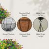 Artificial Flowers Hanging Basket for Outdoor Indoor with Leaves Faux Green Fern Plant in Pot